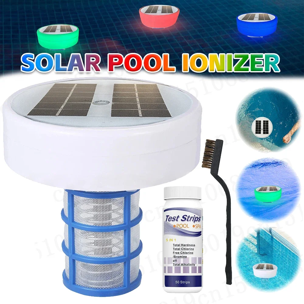 Automatischer Pool reiniger Auto Switching Solar Kupfer Pool Ionisator hält Pool reiniger und klares RGB LED Nachtlicht bis zu Gallone Image