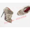 Vintage Grau Kaninchen Fell Mesh Sandalen Damen Offene spitze Kreuz Straps Hohl Heels Sexy Pumps Frauen Zurück Zipper Party Frühling Schuhe