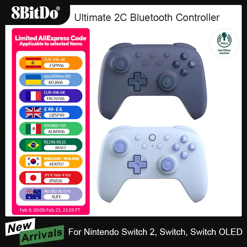 8BitDo Ultimate 2C Bluetooth-Controller für Switch 2 Wireless Gamepad mit Hall-Effekt Joystock für Nintendo Switch, OLED-Konsole Image