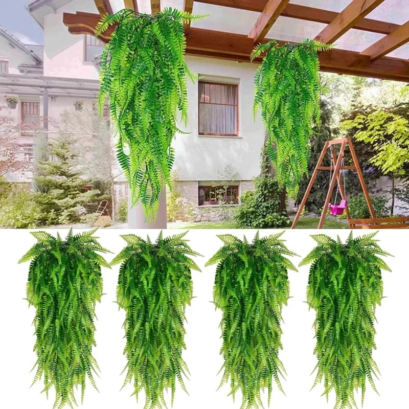 1/2/4/8/10 Stück Outdoor UV-beständig künstliche gefälschte hängende Farne Pflanzen Efeu Behänge Rebe Home Outdoor Dekor Image