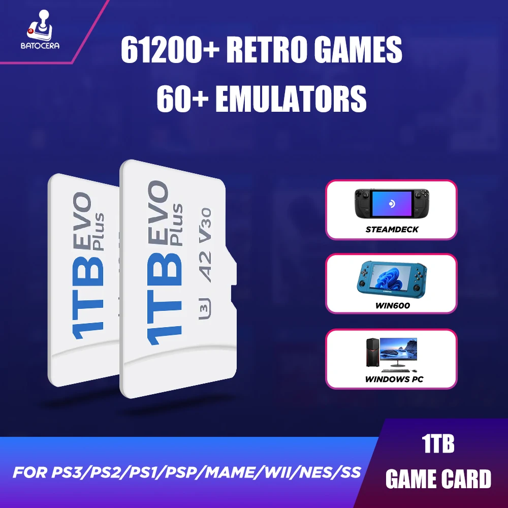 Batocera 1 TB Spielkarte mit 61200+Retro-Spielen für PS3/PS2/PS1/PSP/MAME/WII/NES/SS für Steam Deck/Win 600/GDP WIN4/Win PC/Laptop Image