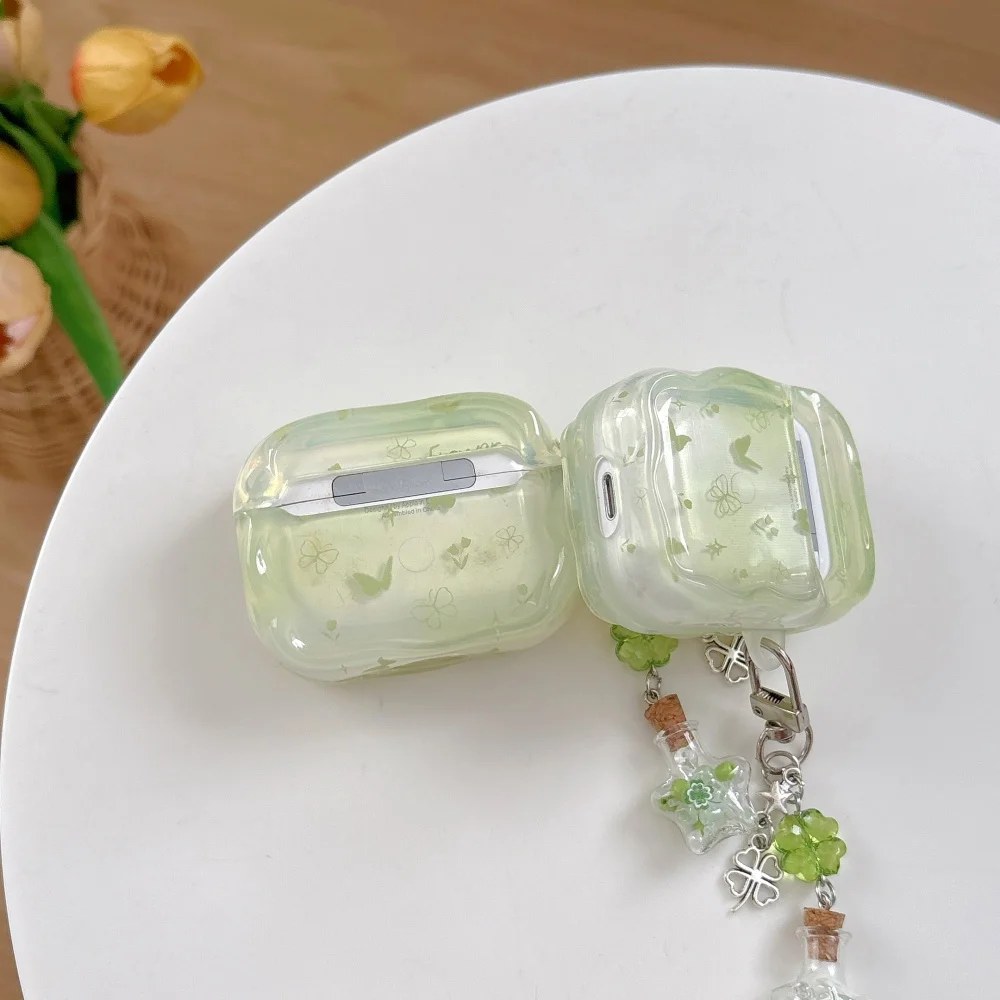 [jj 5D91] Grüner Blumen-Schmetterling ist geeignet für Apple Airpods 4 Kopfhörer-Schutzhülle, neue Airpods Pro 2 Schutzhülle Pro 2 Image