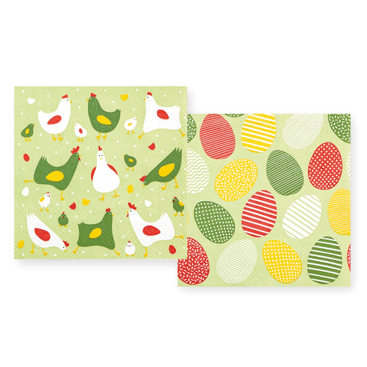 Home Fashion, Huhn oder Ei?, Cocktail-Servietten 25 cm x 25 cm, im Viertelfalz, 2 Designs je Packung, 20 Stück pro Pack Image