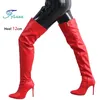 Größe 34–47, sexy spitze, oberschenkelhohe Stiefel, modische und personalisierte seitliche Reißverschluss-PU-Leder-Overknee-Stiefel für Damenschuhe