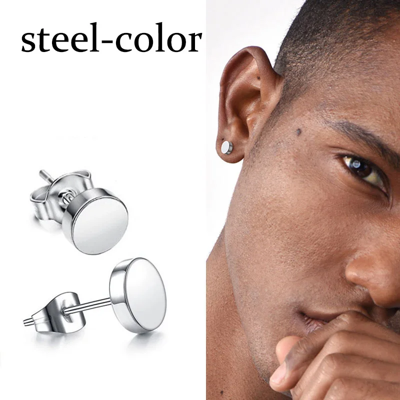 Neue Titan Stahl Stud Ohrringe für Männer Frauen Edelstahl Runde Schwarz Punk Ohr Studs Beste Geschenk Schmuck Zubehör Image