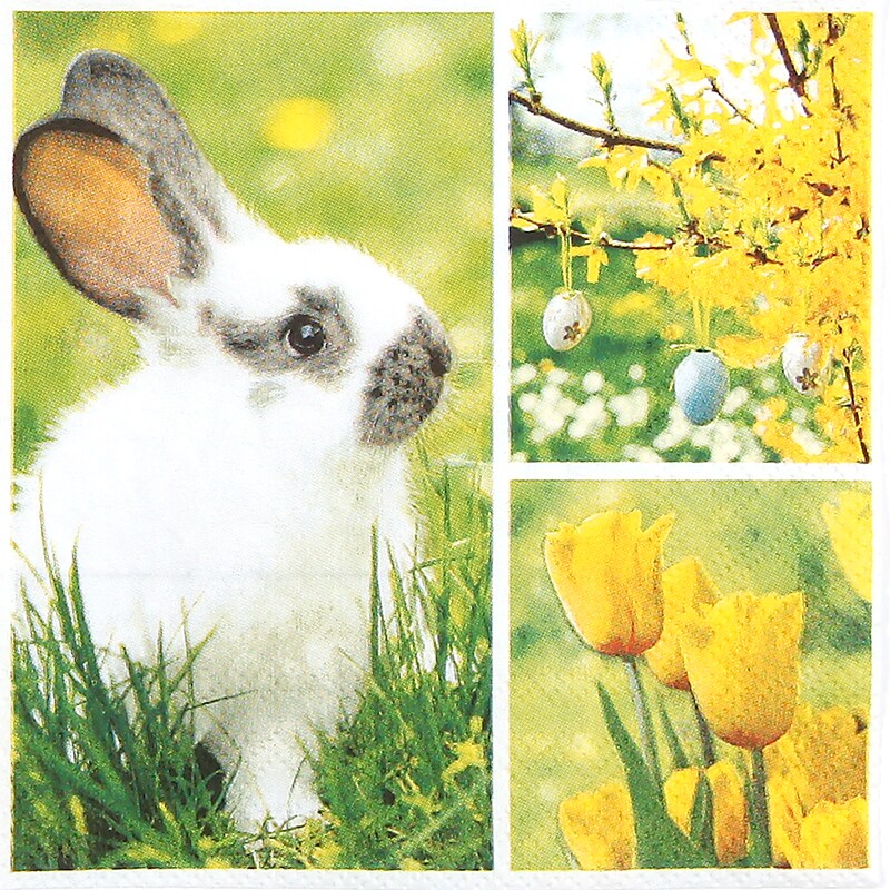 Home Fashion, Easter Collage, Cocktail-Servietten aufgefaltetes Maß 25 cm x 25 cm, im Viertelfalz, 20 Stück pro Pack Image