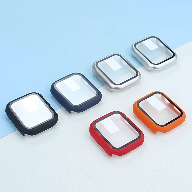 Gehärtetes Glas + Abdeckung für Apple Watch 9 8 41 mm 45 mm 42 mm 38 mm PC-Stoßstange Displayschutzfolie Hülle iWatch Serie 7 6 5 4 SE 44 mm 40 mm Image