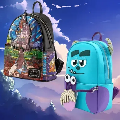 Die Schöne und das Biest Frauen Rucksack Loki Baby Yoda Lady Taschen Toy Story 3 Alien PU Leder Doppelriemen Umhängetasche Geldbörse