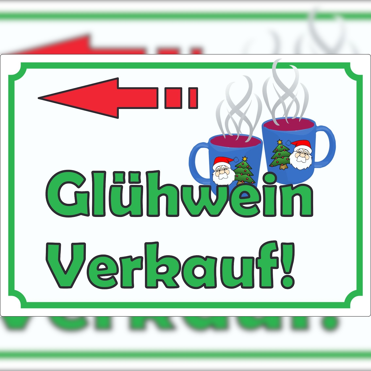 HB-Druck Glühwein Werbeaufkleber mit Pfeil nach links Aufkleber A0 (841x1189mm) Image