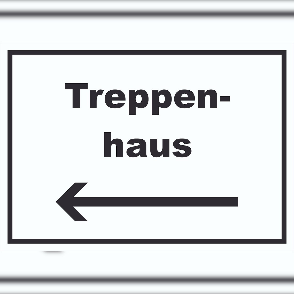 HB-Druck Treppenhaus Schild mit Text und Richtungspfeil links Stufen steigen waagerecht A1 Rückseite selbstklebend Image