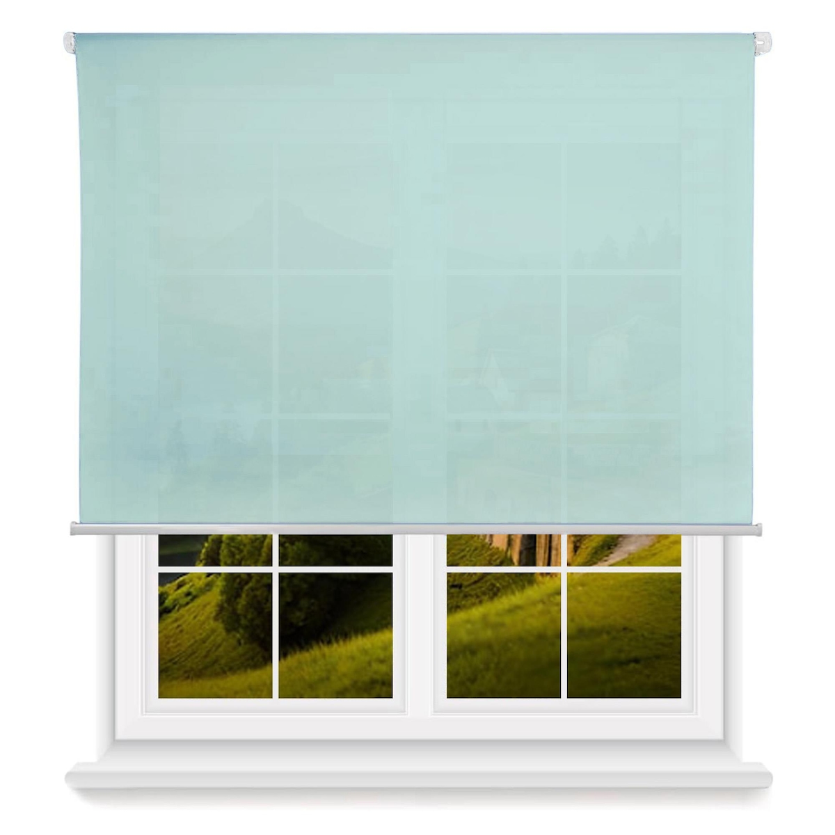 WellHome - Lichtdurchlässiges Polyester-Rollo 180 x 110 cm (Breite x Höhe) hellblau Image