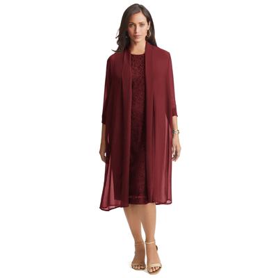 Plus Size Women's 2-Piece Lace Jacket Dress by Jessica London in Rich Burgundy (Size 24 W)