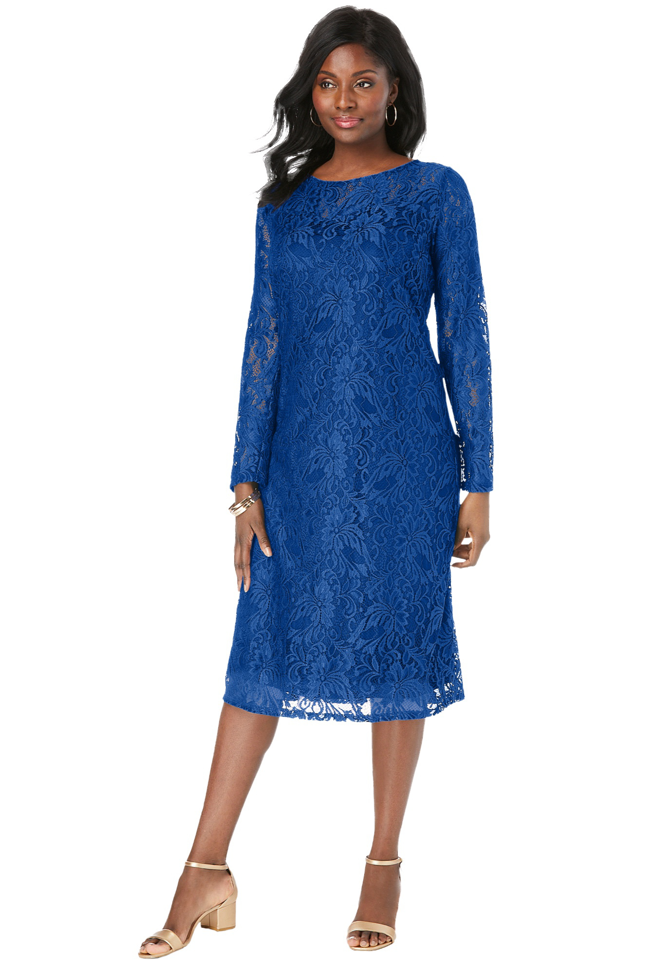 Plus Size Women's Stretch Lace Shift Dress by Jessica London in Dark Sapphire (Size 40)