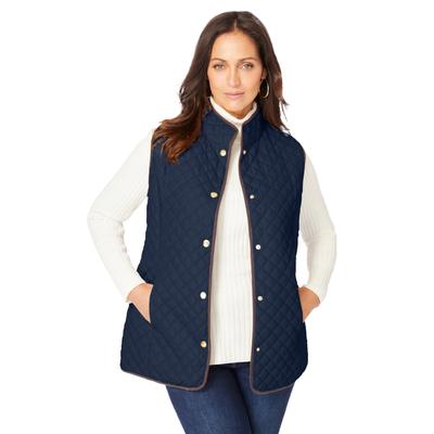 Plus Size Women's Quilted Vest by Jessica London in Navy (Size 30 W)
