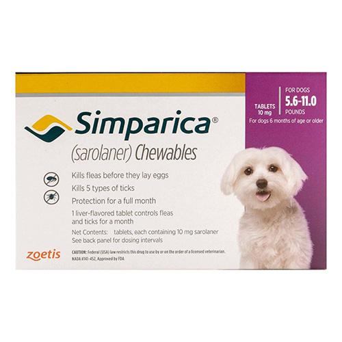 Simparica Floh & Zecke Kautabletten für Hunde 5.6-11 Lbs (Lila) 3 Dosen