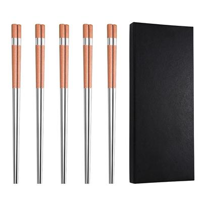 5 Pairs of Chopsticks, Reusable 304 Stainless Steel Chopsticks, Multi-Color Anti-Slip Chopsticks, Heat-Insulated and Anti-Scalding Chopsticks