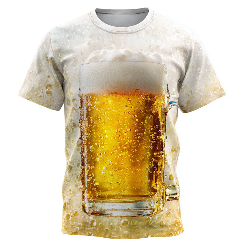 Oktoberfest Men's Beer T Shirt Short Sleeve T shirt 3D Print Crew Neck Shirt Exaggerated Designer Party Street Casual White 1 Yellow White 2 Summer Spring Clothing Apparel S M L XL XXL XXXL 4XL