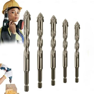 Four Blade Serrated Eccentric Drill,New Four-Flute Sawtooth Eccentric Drill Bit Set,Quickpierce High-Performance Titanium-Coated Drill and Tap Set for Concrete Metal Brick Wood