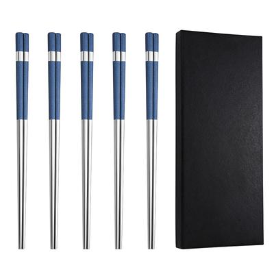 5 Pairs of Chopsticks, Reusable 304 Stainless Steel Chopsticks, Multi-Color Anti-Slip Chopsticks, Heat-Insulated and Anti-Scalding Chopsticks
