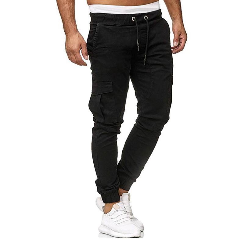 Men's Cargo Pants Trousers Drawstring Elastic Waist Multi Pocket Plain Wearable Outdoor Daily Camping Hiking Fashion Classic ArmyGreen Black