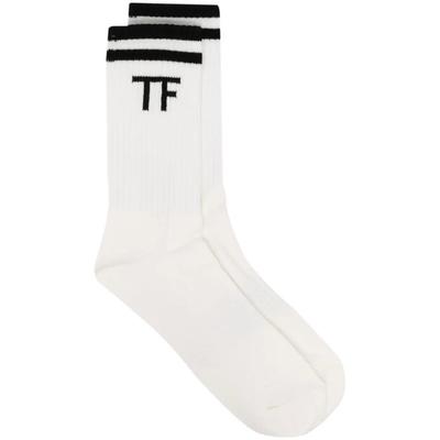Socks With Jacquard Monogram - White - Tom Ford Underwear