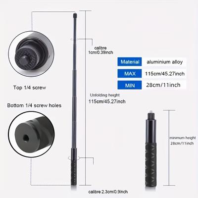 TEMU 1pc Rsx3 Invisible Extension Pole, Aluminum Alloy Sports Camera Live Vlog Selfie Stick With 1/4 Spiral Mount, No Battery - Durable & Portable Image