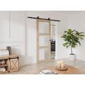 Porta scorrevole con sistema esterno muro 3 finestre H205xL83cm Legno e Vetro temperato smerig. - ACOSTA II