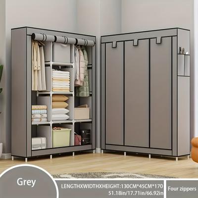 TEMU Large Capacity 51x67 Inch European Modern Wardrobe With Adjustable Shelves | Space-saving Design | Easy Diy Assembly | Scandinavian & Minimalist , Portable Closets