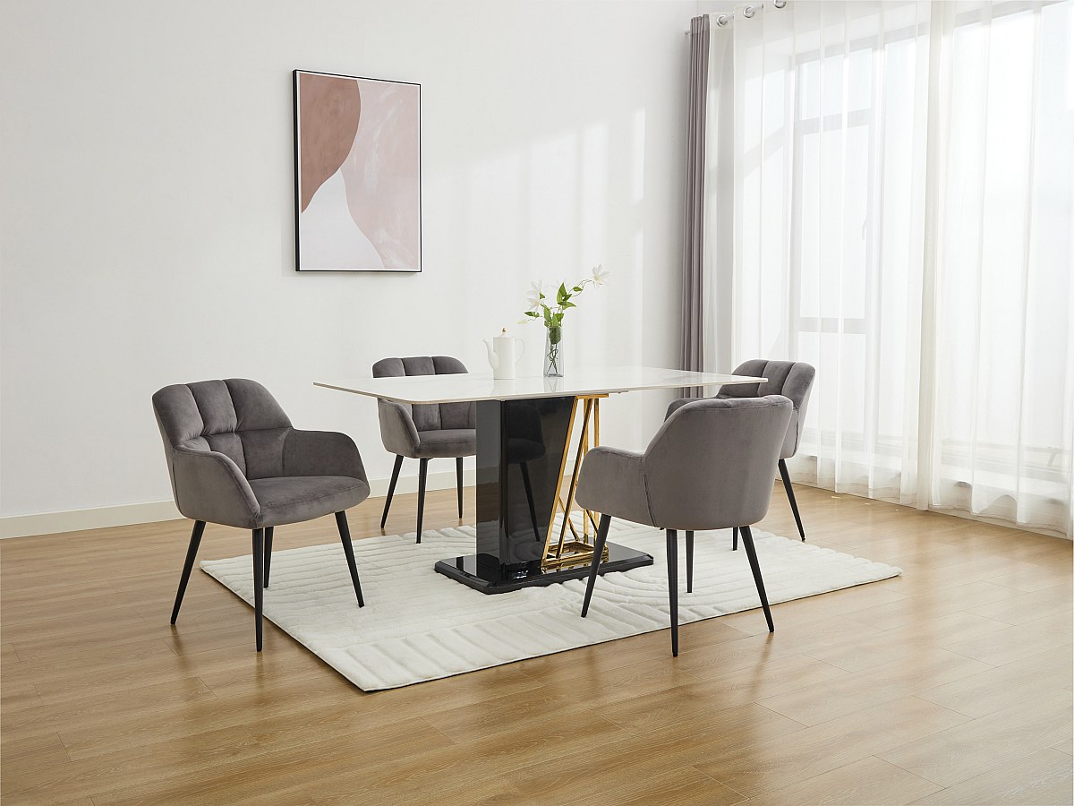 Sedia con braccioli in Velluto e metallo Grigio - Lotto di 2 - PEGA di Pascal MORABITO