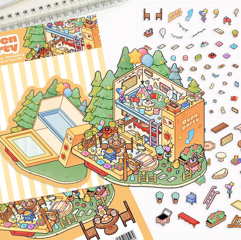 2 Stück Ofen Party Essen Landschaft Thema Landschaftsbau Aufkleber Pack, kreative DIY Collage, Scrapbook, Tagebuch Aufkleber Image