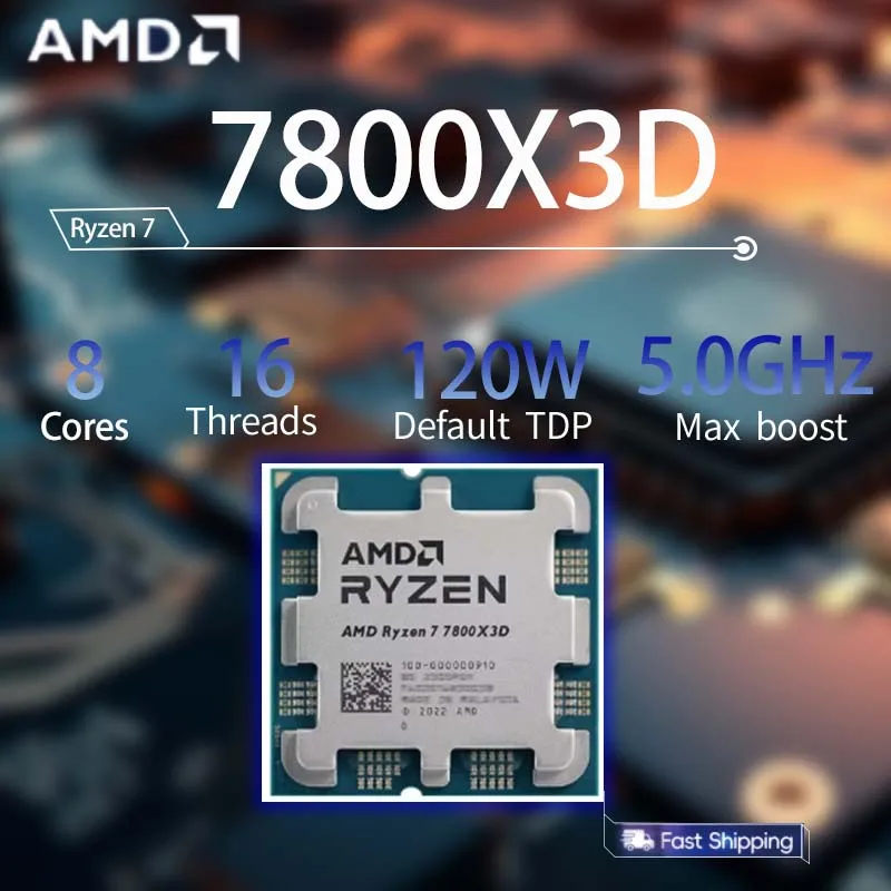 AMD Ryzen 7 7800X3D Prozessor CPU R7 7800X3D Gaming CPU 5,0 GHz 8-Core 16-Thread 5NM L3=96M Sockel AM5 DDR5 Image