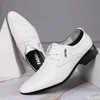 Herren-Lederschuhe in Übergröße, klassische Abendschuhe, Schnürschuhe, spitze Zehenpartie, Business-Casual, formeller Herrenschuh für Hochzeit, Homme