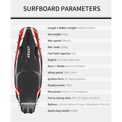 Low Price Carbon Fiber Surfboard 109cc Motorized Jet Surfboard Gasoline Powered Surfing Summer Surfing