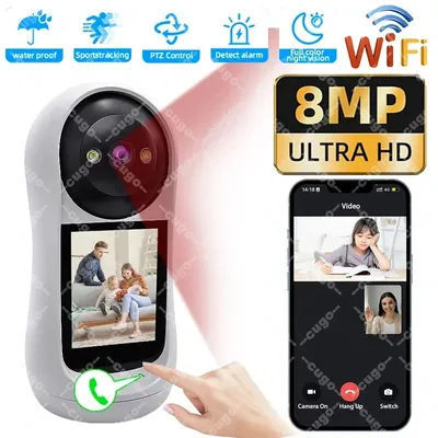 2.8 Inch Wifi Vedio Baby Monitor 8MP Surveillance IP Camera IPS Screen Sound Detection HD Smart Home PTZ Cam Security Protection