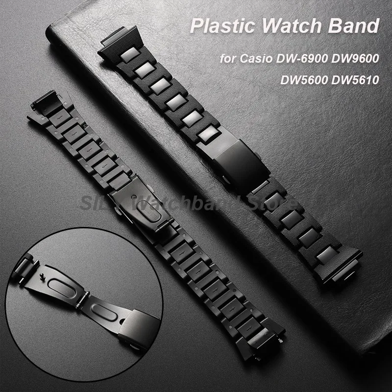 Für Casio DW6900/DW9600/GW-M5610/DW5600 PVC Uhr Band Kunststoff Männer Strap 16mm Sport Armbänder Leichte armband Zubehör Image