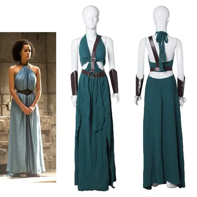 TV Missandei Cosplay Daenerys Handmaiden Kostüm Sexy Frauen Retro Krieger Kleid Anzug Halloween Image