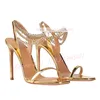 Gold Metall kette Zehen riemen Sandalen Frauen Luxus runde Zehen dünne High Heels Schuhe Damen elegante sexy Party solide große Sandalen