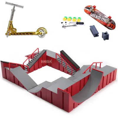 Big Scene DIY Finger Skateboard Grey Mini Park Figure Skate Stunt Ramp Stairs Scooter Venue