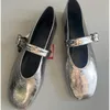 Welken Top Qualität Schuhe Frauen Französisch Vintage Großmutter Flache Schuhe Silber Metallic