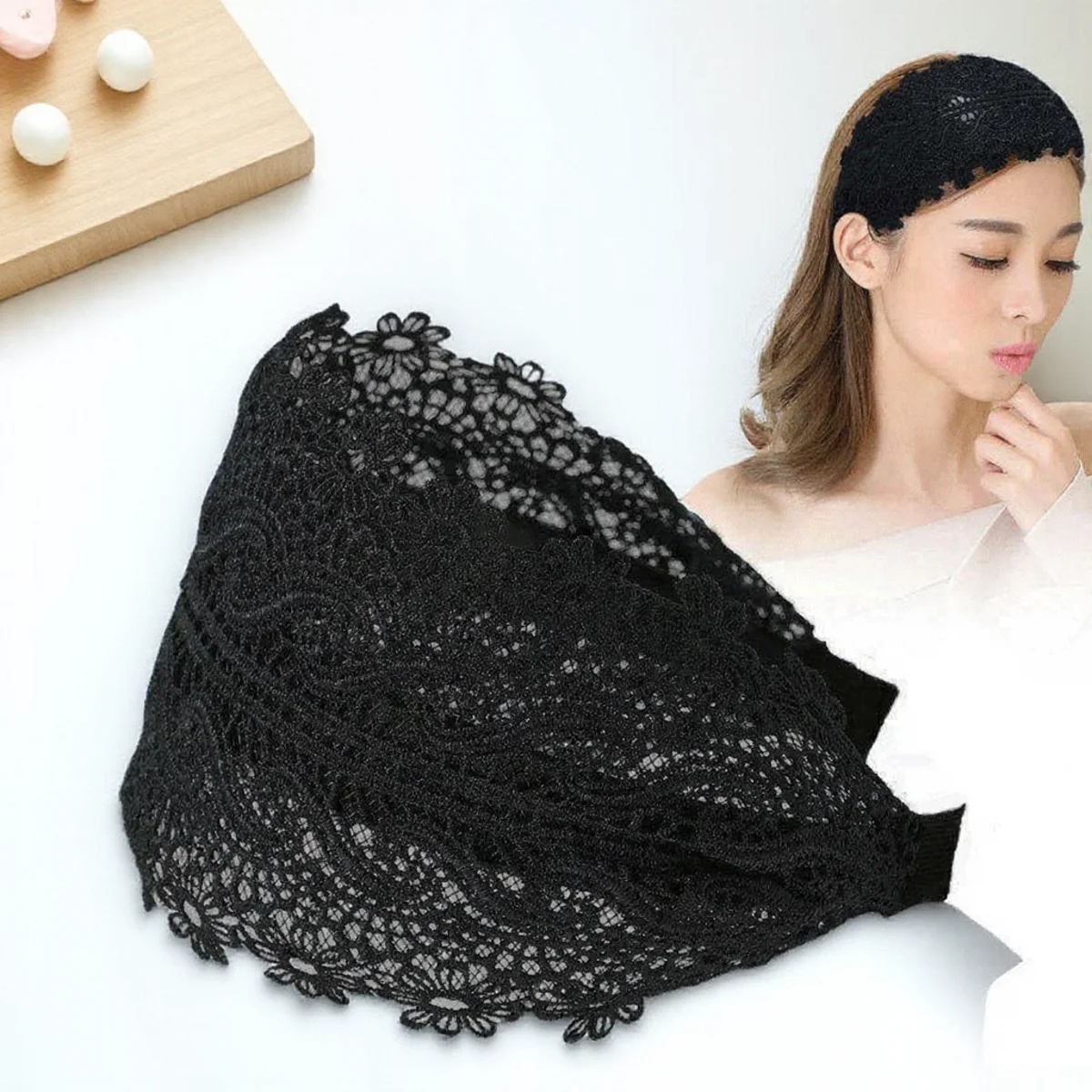 1PC Einfache Stirnband Frauen Seite Haar Bündel Mode Süße Hoop Net Frische Druck Haar Clip Haar Zubehör für Frauen Image