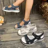 Damen Damen Mutter weiblich PU-Leder Sandalen Schuhe Plattform Sommer cool Strand Hakenschlaufe rutschfest Plus Größe 41 42