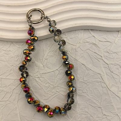 New mobile phone lanyard short water droplet crystal lanyard handmade bead wrist chain watch out for lost accessories