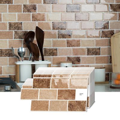 12pcs 3D Peel and Stick Tile Stickers for Walls, Waterproof Vinyl Backsplash Decals, Self-Adhesive Removable Wall Tiles for Kitchen, Bathroom, Living Room, Home Decor