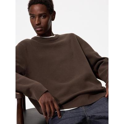 Uniqlo - Washable Milano Ribbed Crew Neck Jumper - Dark Brown