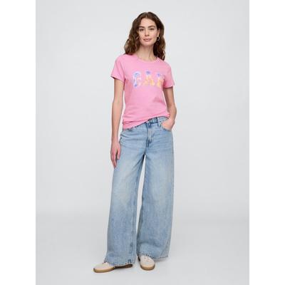 Gap Pink Logo Short Sleeve Crew Neck T-Shirt