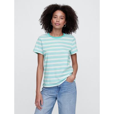 Gap Light Blue Crew Neck Favourite Cotton Short Sleeve Striped T-Shirt