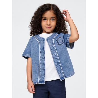 Gap Blue Denim Logo Baseball Jersey Shirt (6mths-5yrs)
