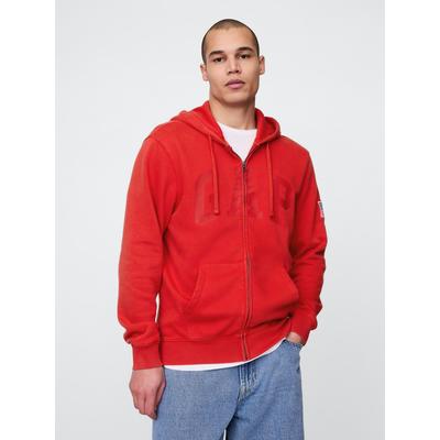 Gap Red VintageSoft Logo Zip Hoodie