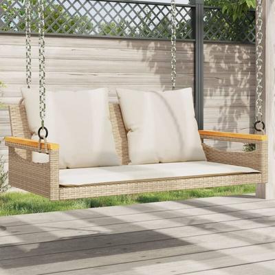 Vidaxl - Hängebank mit Kissen Beige 109x62x40 cm Poly Rattan Image