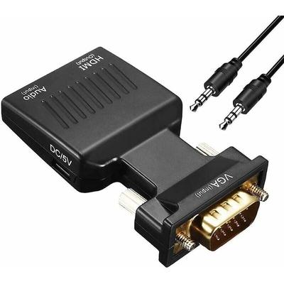 VGA-auf-HDMI-Adapter, 1080P VGA-Stecker auf HDMI-Buchse, Konverter mit Audiokabel und USB-Ladekabel Image